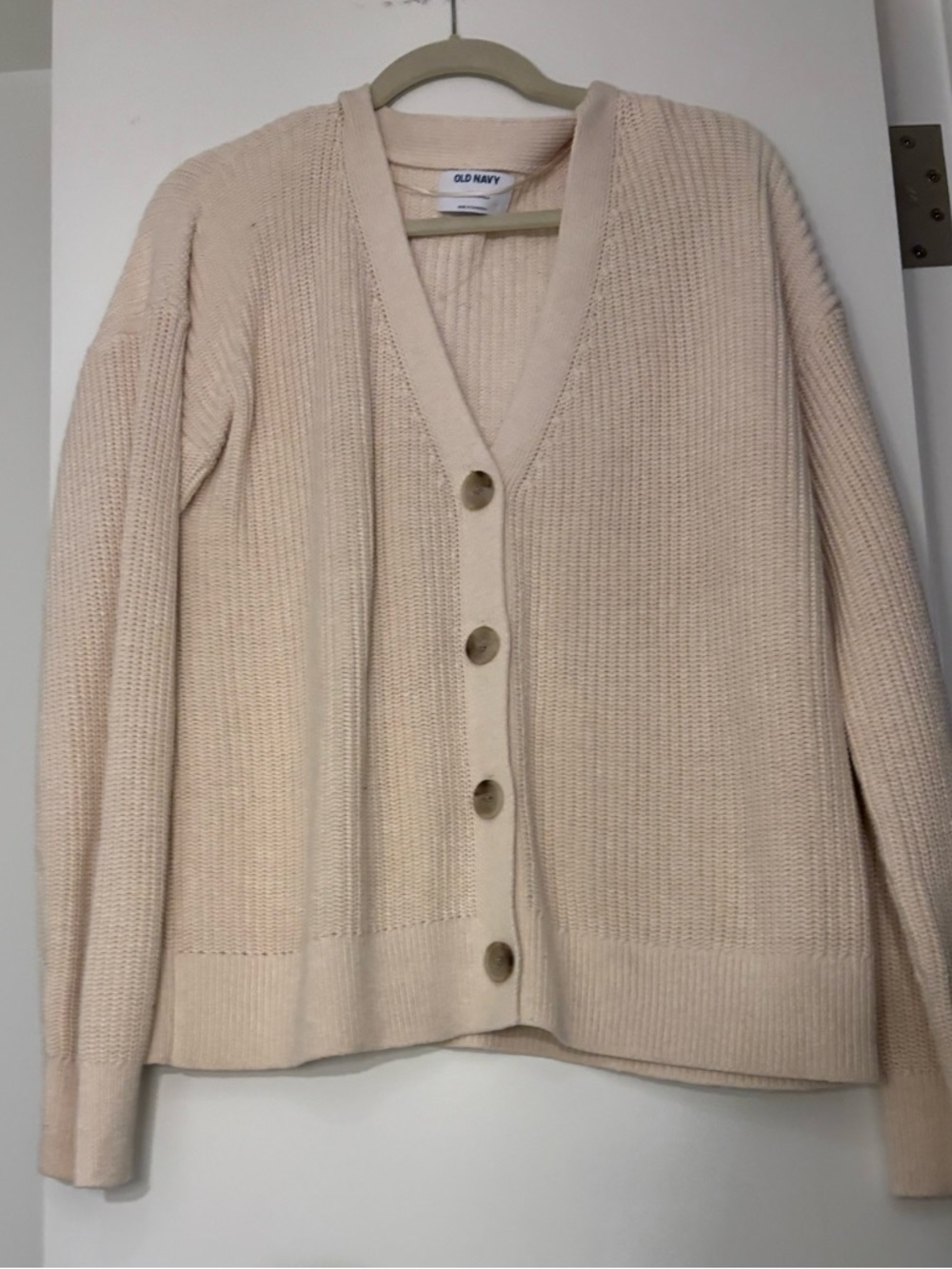 Old Navy Pale Cream Button-Front Ribbed Cardigan